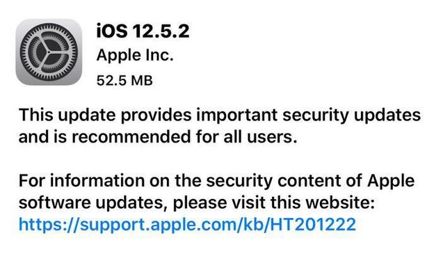 宁德苹果手机维修分享iOS12.5.2发布，建议所有老苹果用户安装 
